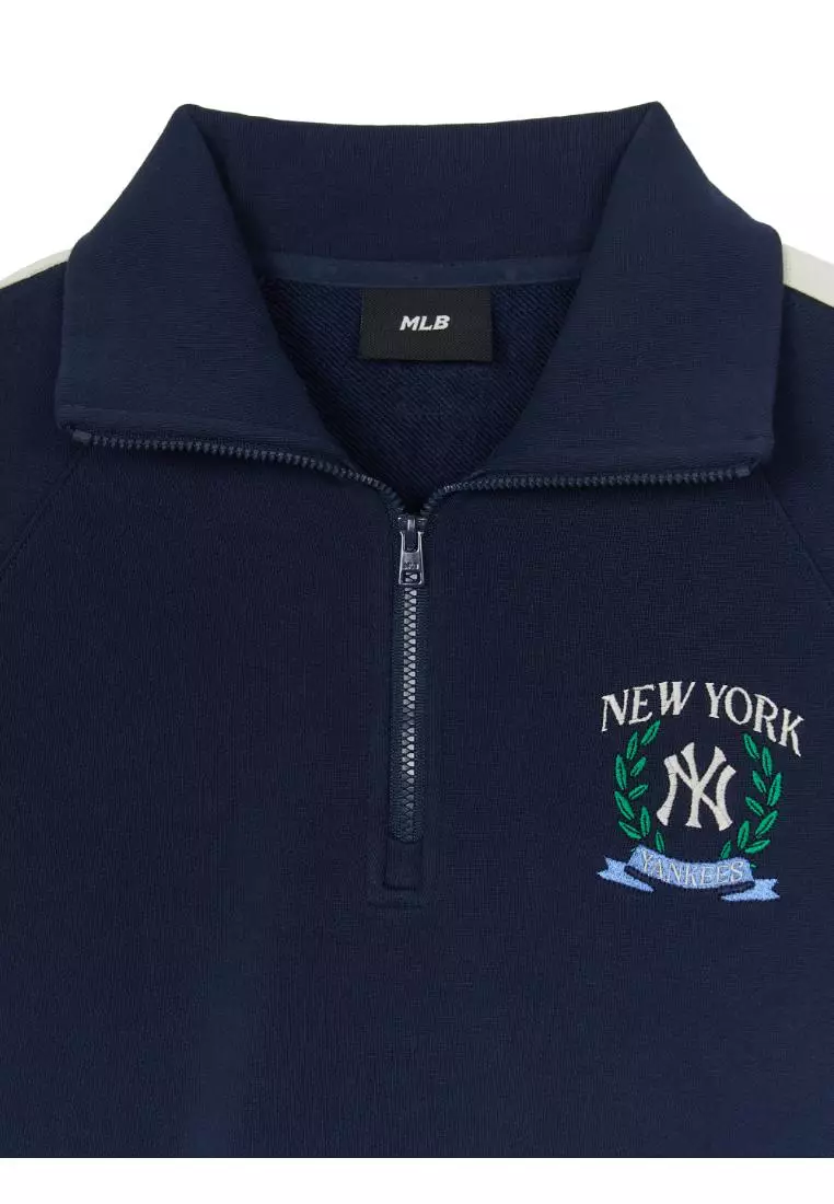 WOMEN'S SPORTIVE VARSITY TRACK CROP HALF-ZIP SWEATSHIRTS NEW YORK YANKEES