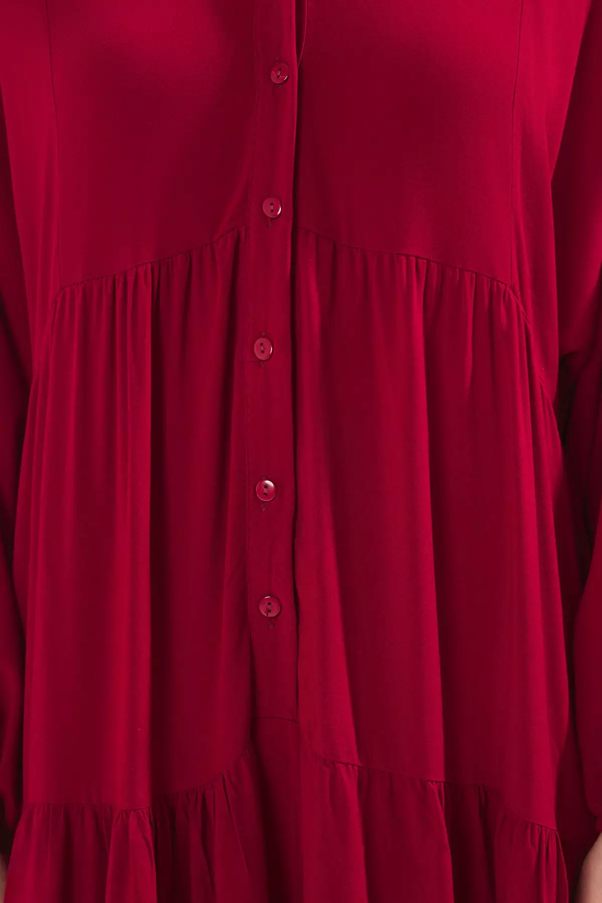 Burgundy Viscose Woven Dress TCTSS24EB00221