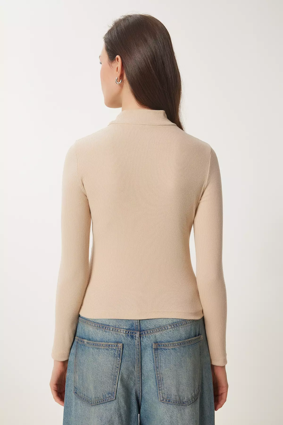 Women'S Cream White 2-Pack Cut Out Detailed Ribbed Knitted Blouse Gt00235