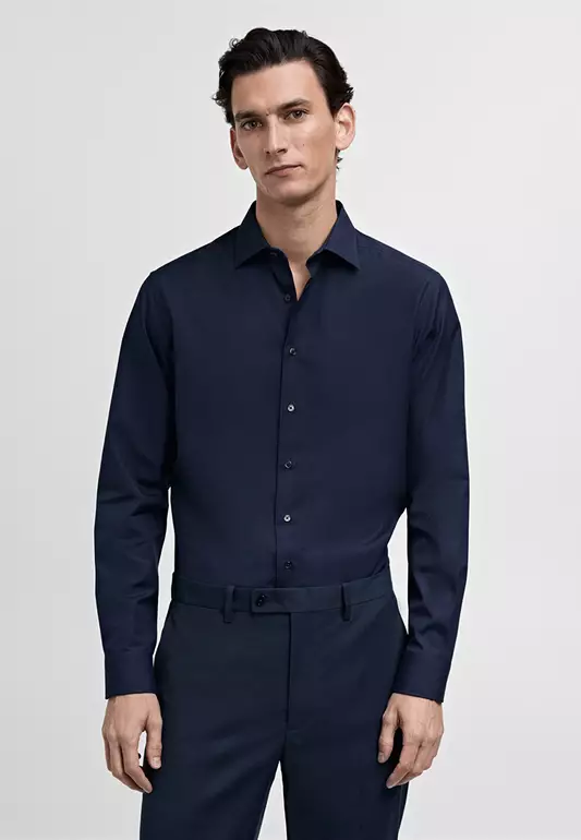 Slim-Fit Cotton Poplin Suit Shirt
