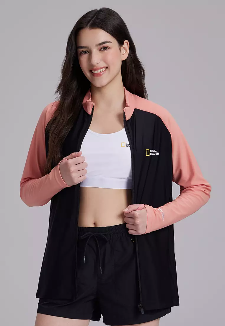 Unisex Color Block Zip Up Rashguard