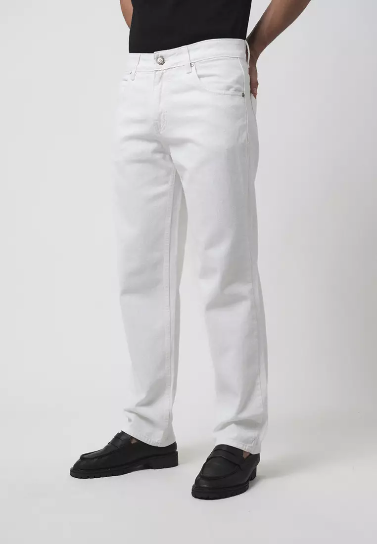 Straight Slim Fit Premium Jeans - Off White