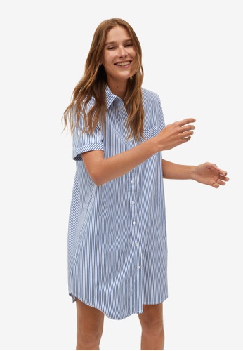 blue gingham shirt dress