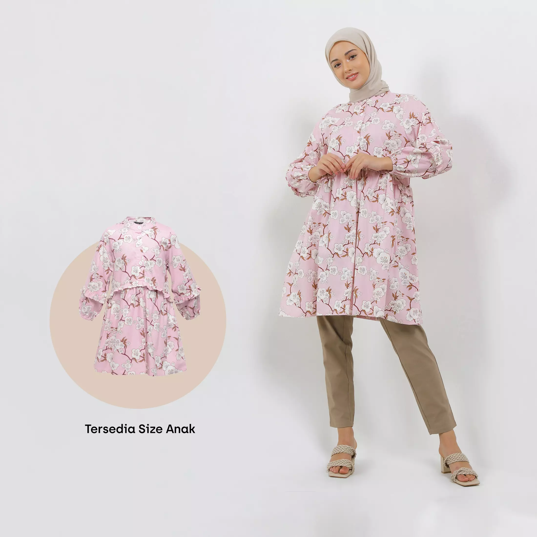 MFMW Mutoharoh Tunik Pink Motif Bunga