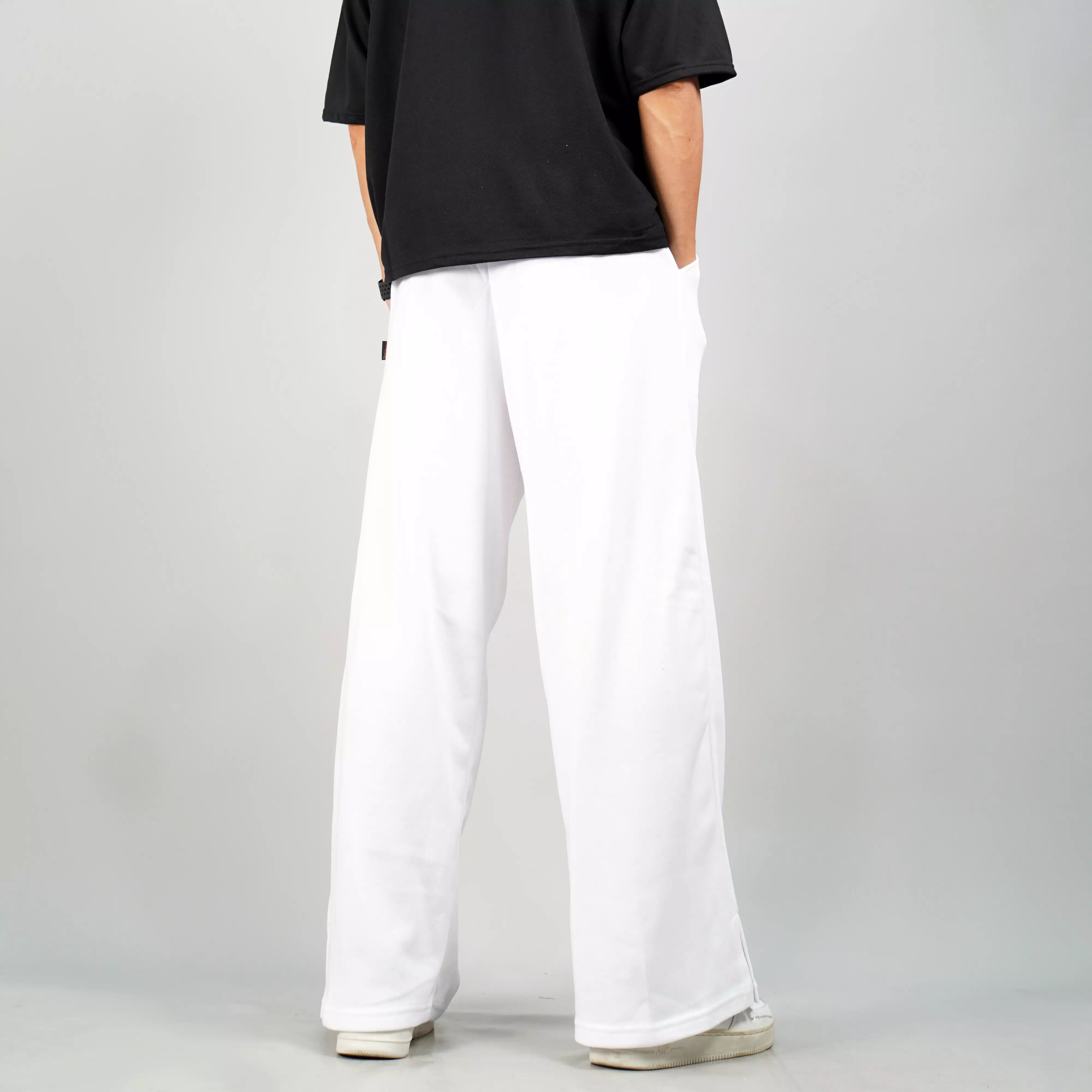 JISOO Celana Panjang Baggy Pants Celana Baggy Loose Pants Pria - PUTIH