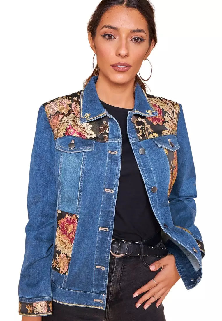 Red blue deals jean jacket