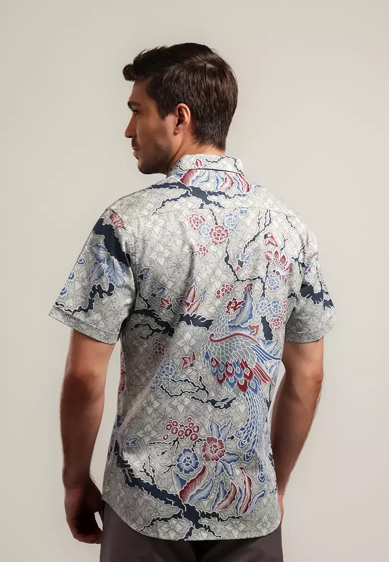 MOC - Kemeja Batik Pria Lengan Pendek Narada - Green Warna Green