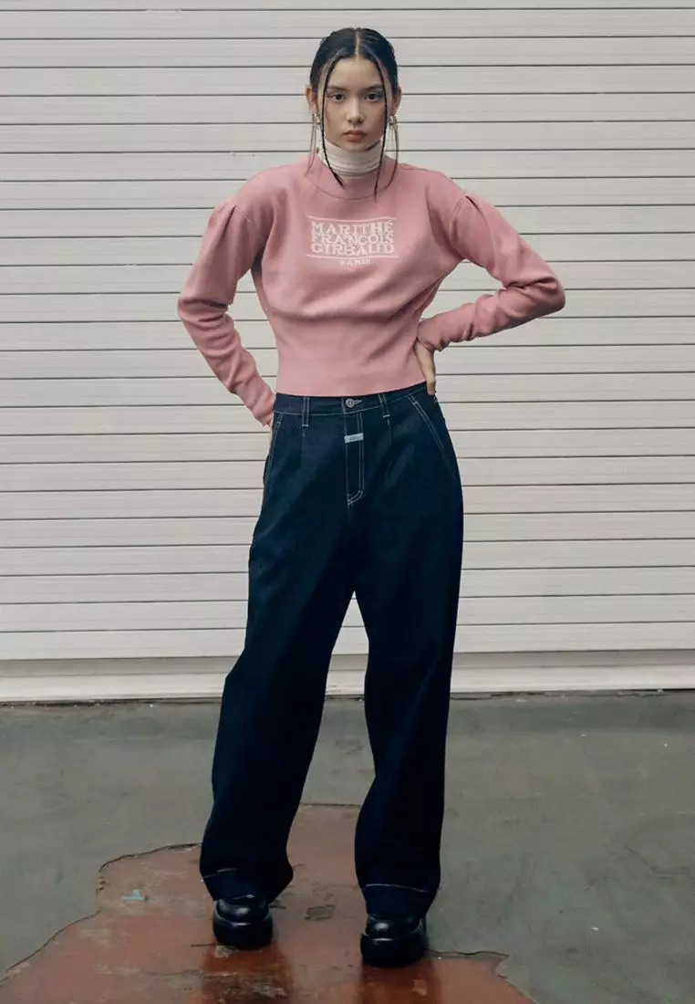 ジャケット MARITHE FRANCOIS GIRBAUD W CLASSIC LOGO CROP KNIT melange g Marithe Francois Girbaud • W Classic Logo Crop Knit (Melange