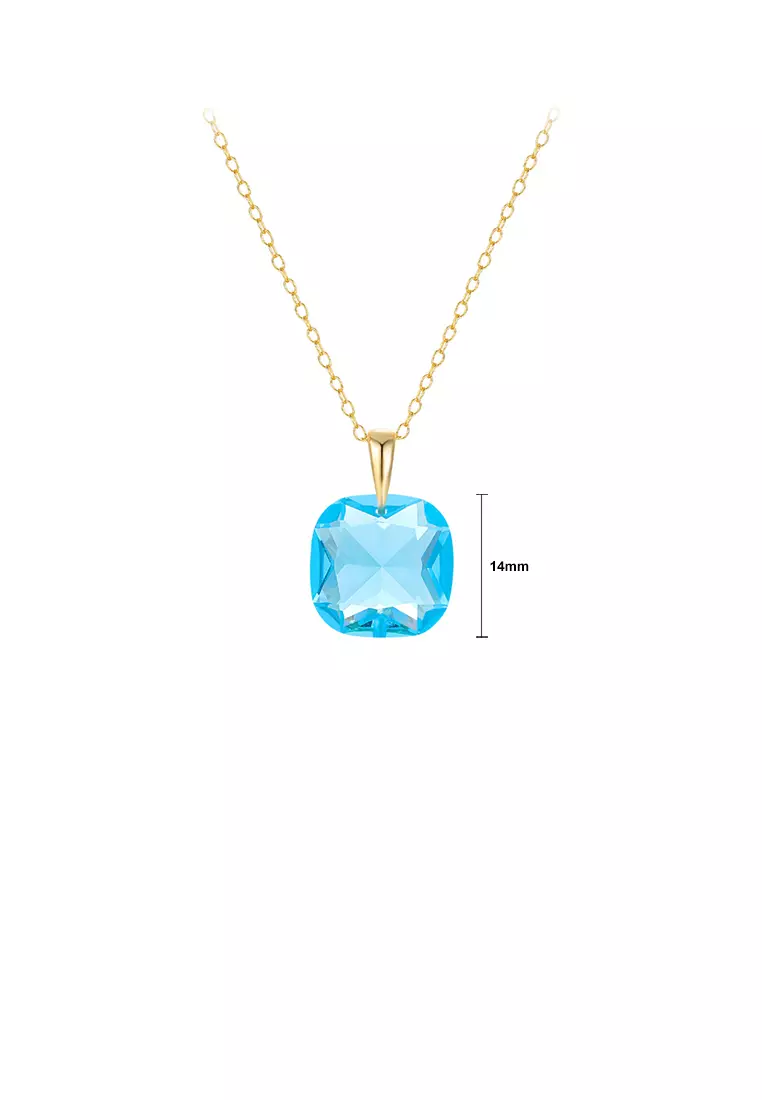 Buy Glamorousky 925 Sterling Silver Plated Gold Simple and Fashion Geometric  Blue Cubic Zirconia Pendant with Necklace 2024 Online