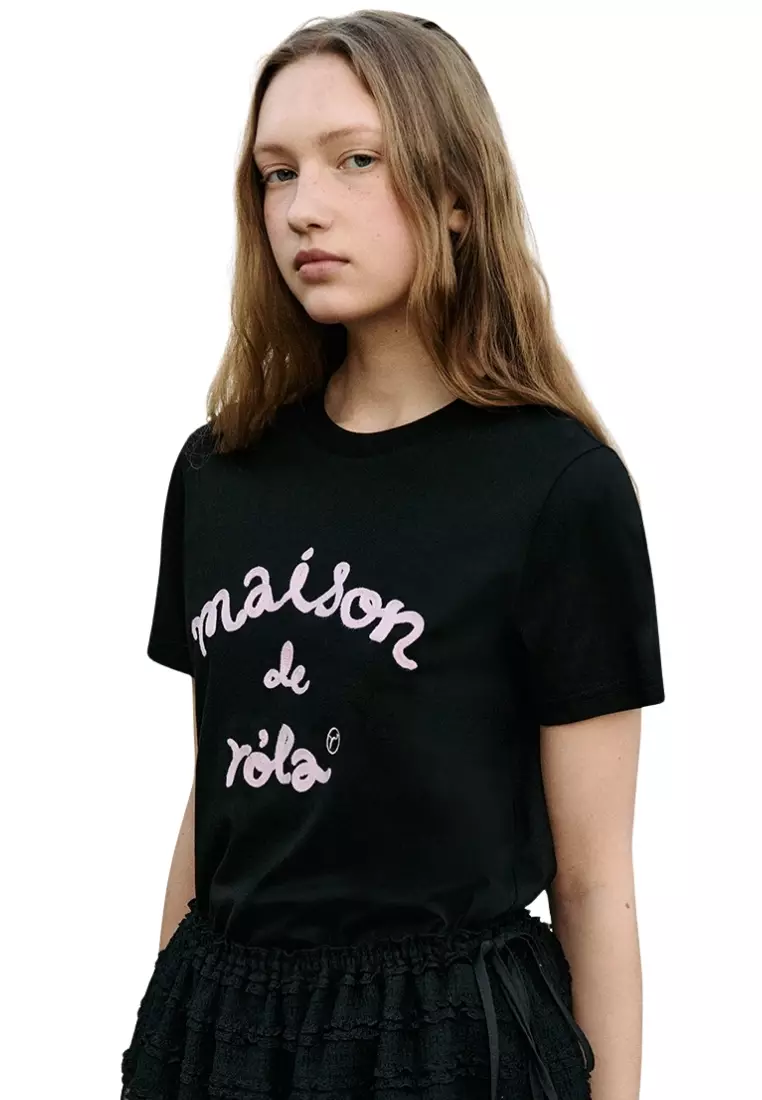 Maison De Rola Embroidery T-Shirt - Black
