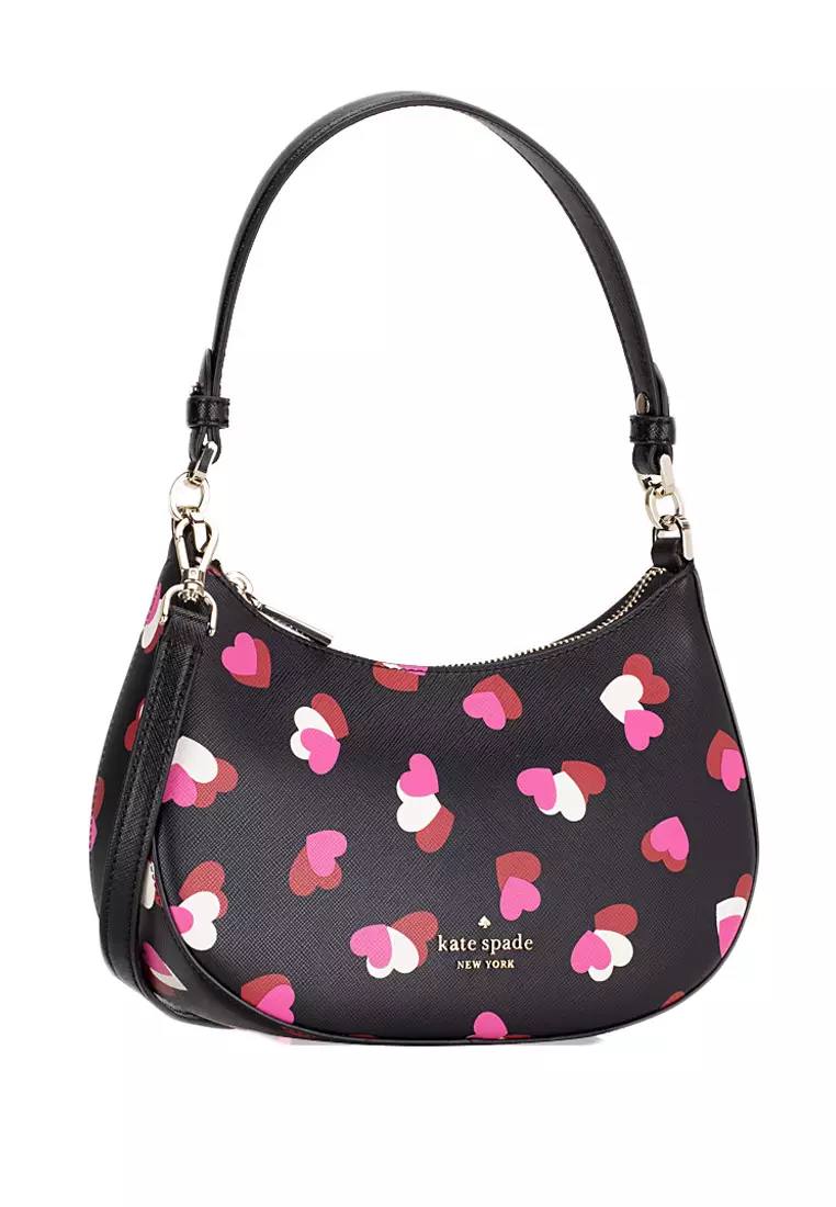 Staci Flutter Hearts Printed Convertible Bag - Black