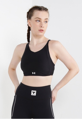 Under Armour black UA Infinity Mid High Neck Shine Sports Bra 1E7A1AABAC4B57GS_1