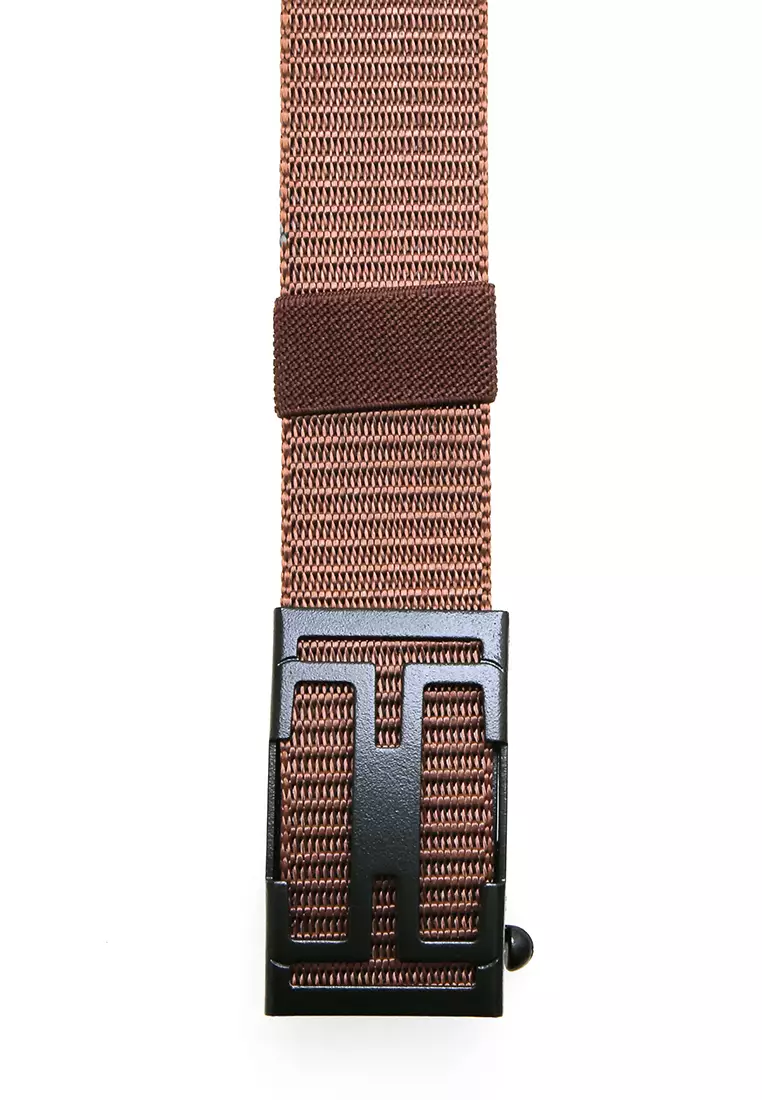 Ilo Aksesoris Fashion Pria Simple Design Ikat Pinggang Material Canvas ORIGINAL - Brown