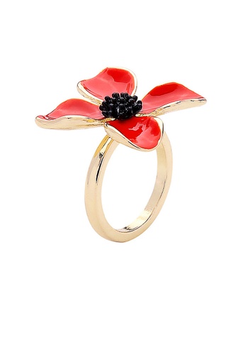 Urban Outlier red and gold Plating Drip Flower Fashion Ring 4E445ACAFD8B45GS_1