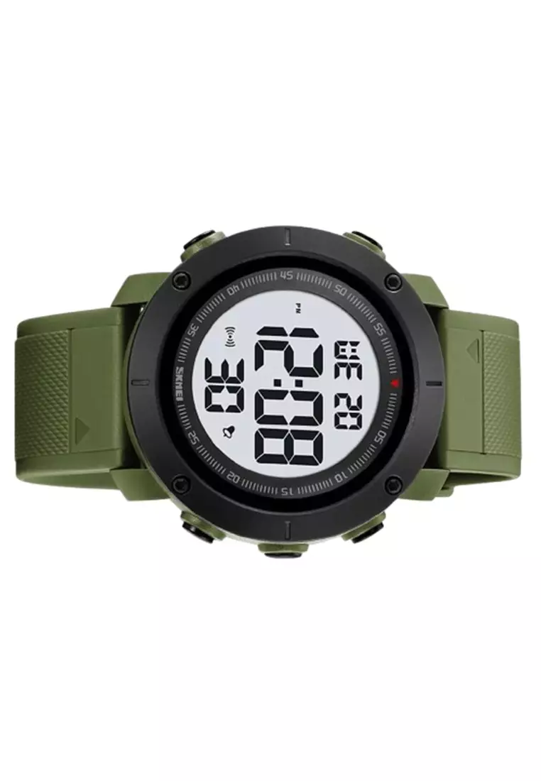 Jam Tangan Pria Digital 2122 LED Water Resist ORIGINAL - Army Green White