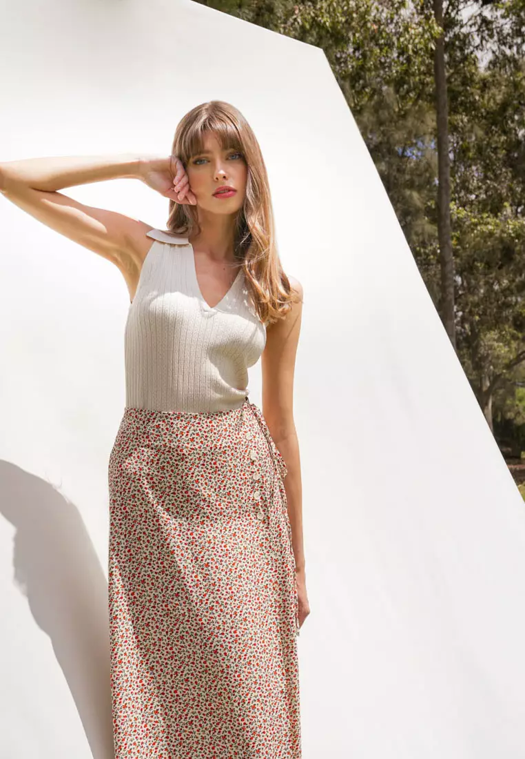 Marigold Buttoned Midi Skirt