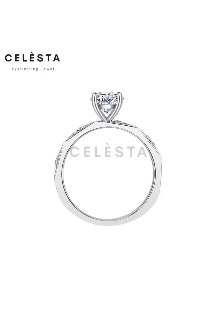 Berlian Moissanite Clarette Ring [GRA CERTIFICATE MOISSANITE DIAMOND] - Cincin Moissanite Diamond 1 CT 925 Silver Celesta by Her Jewellery