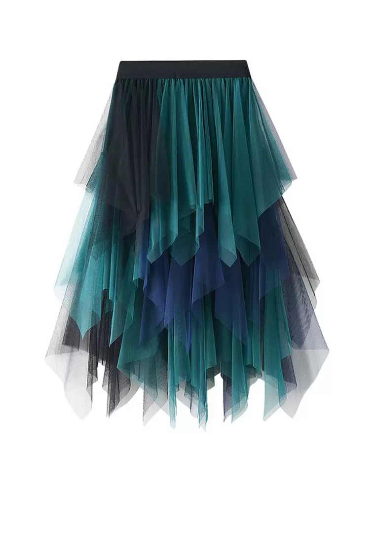 Spring/Summer Irregular Mesh Maxi Skirt AF8063