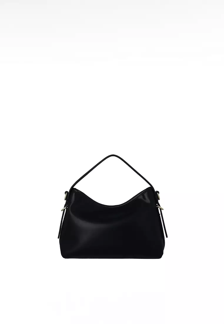 Lara Strapped Top Handle Bag - Black
