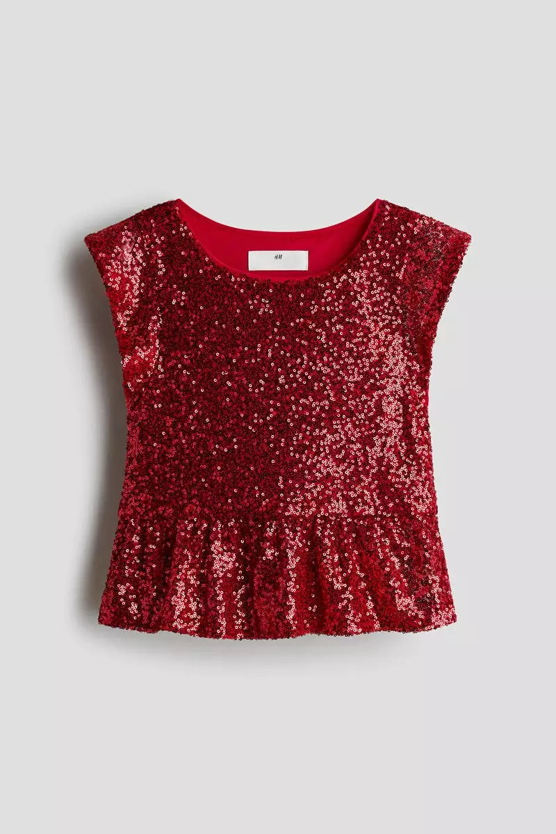Sequined peplum top