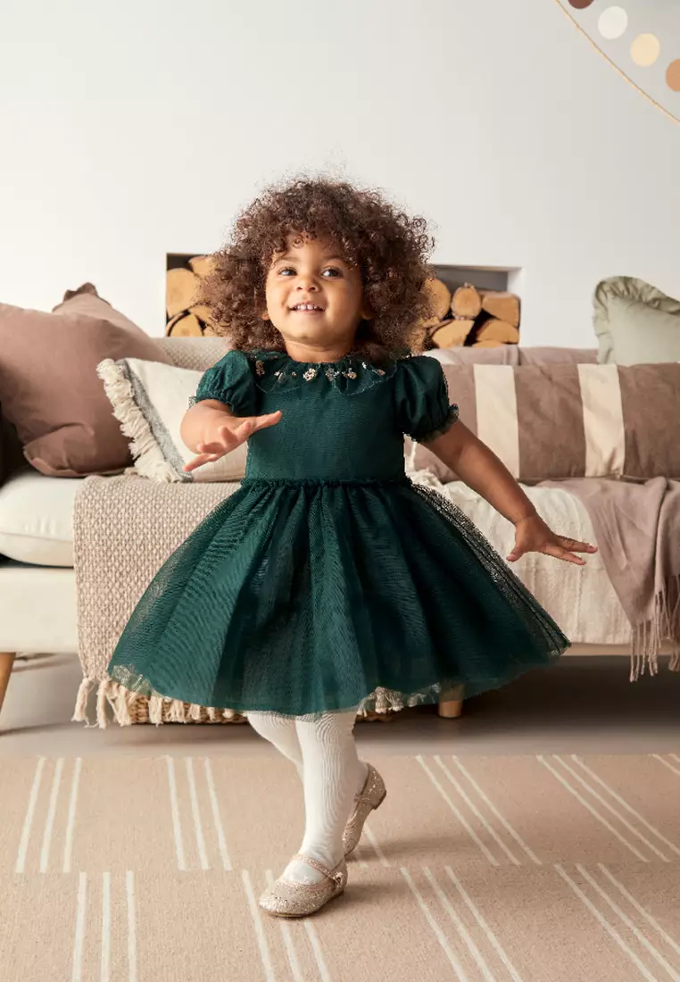 Deep Green Mesh Tulle Dress