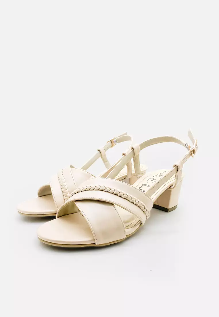 Crossed Strap Heel - Beige main image 0