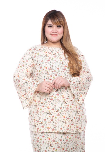 Kurung Edwina in Cream from LoveLily in Red and Yellow and Multi