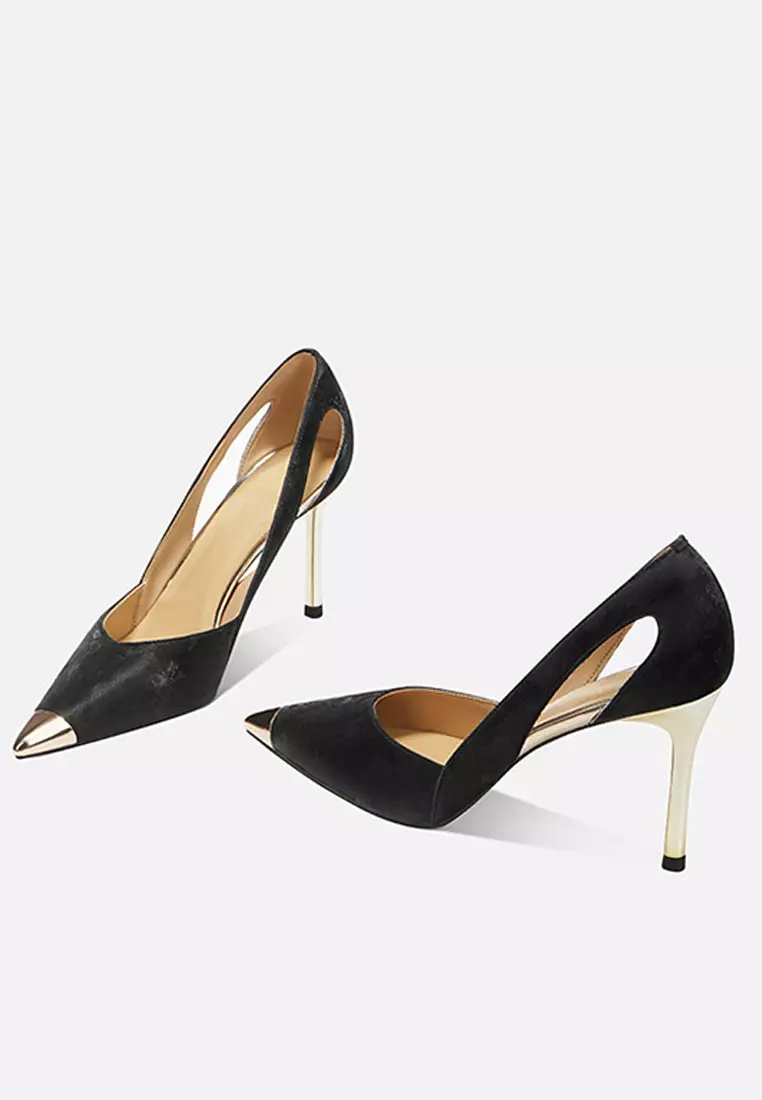 6CM Hollowed Pointed Satin Wedding Heels PX708-B36