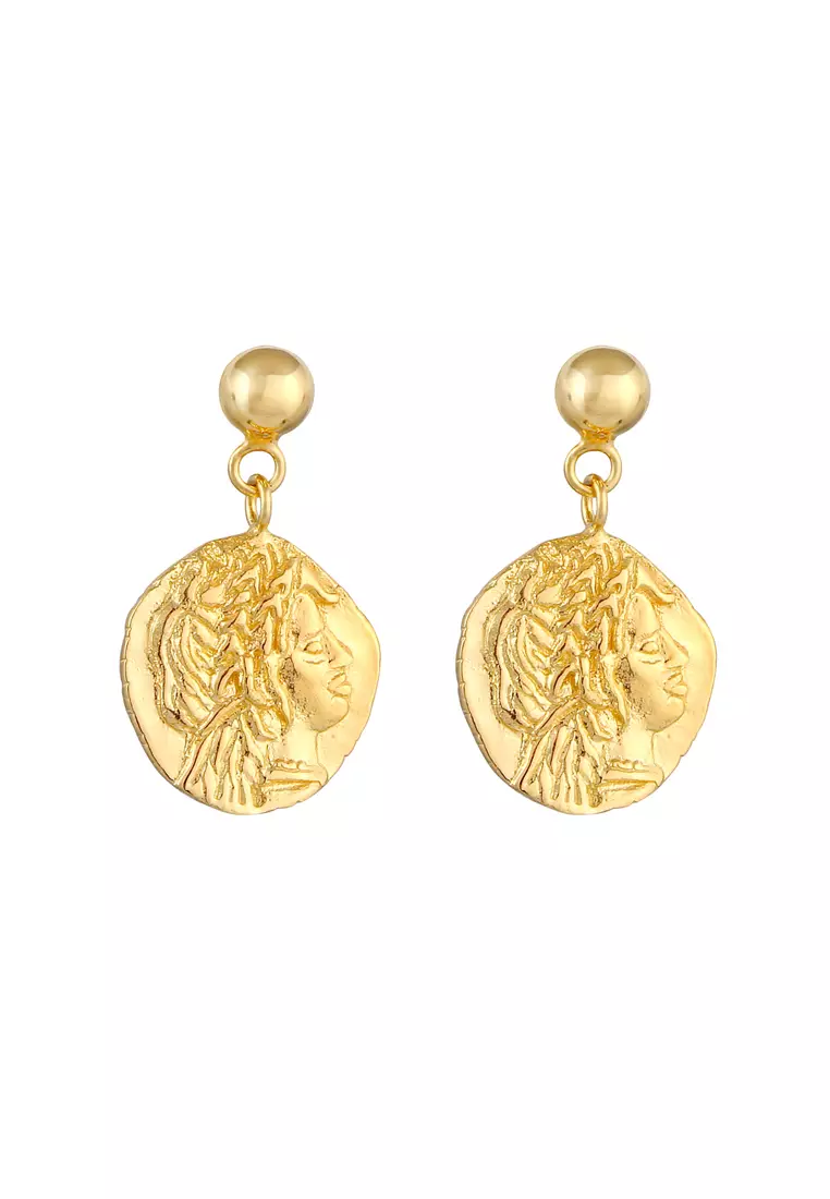 Gold coin deals drop earrings