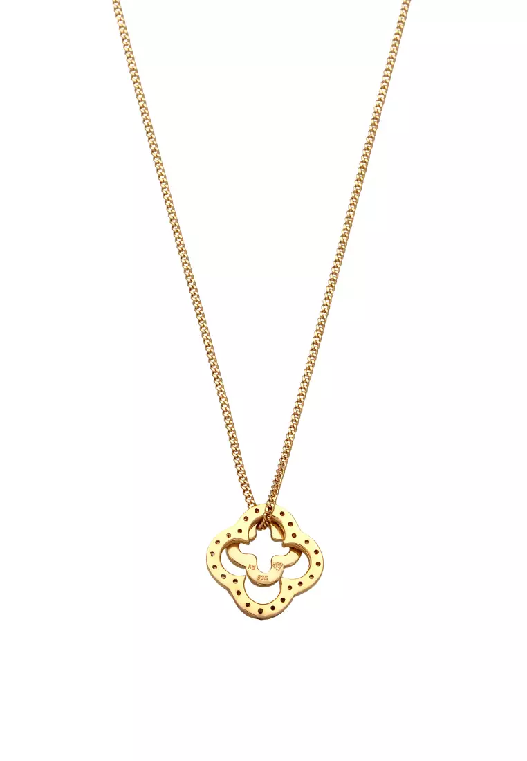 Necklace Cloverleaf Armouredchain Zirconia Gold Plated