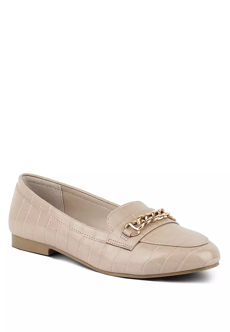 Gold flat loafers clearance