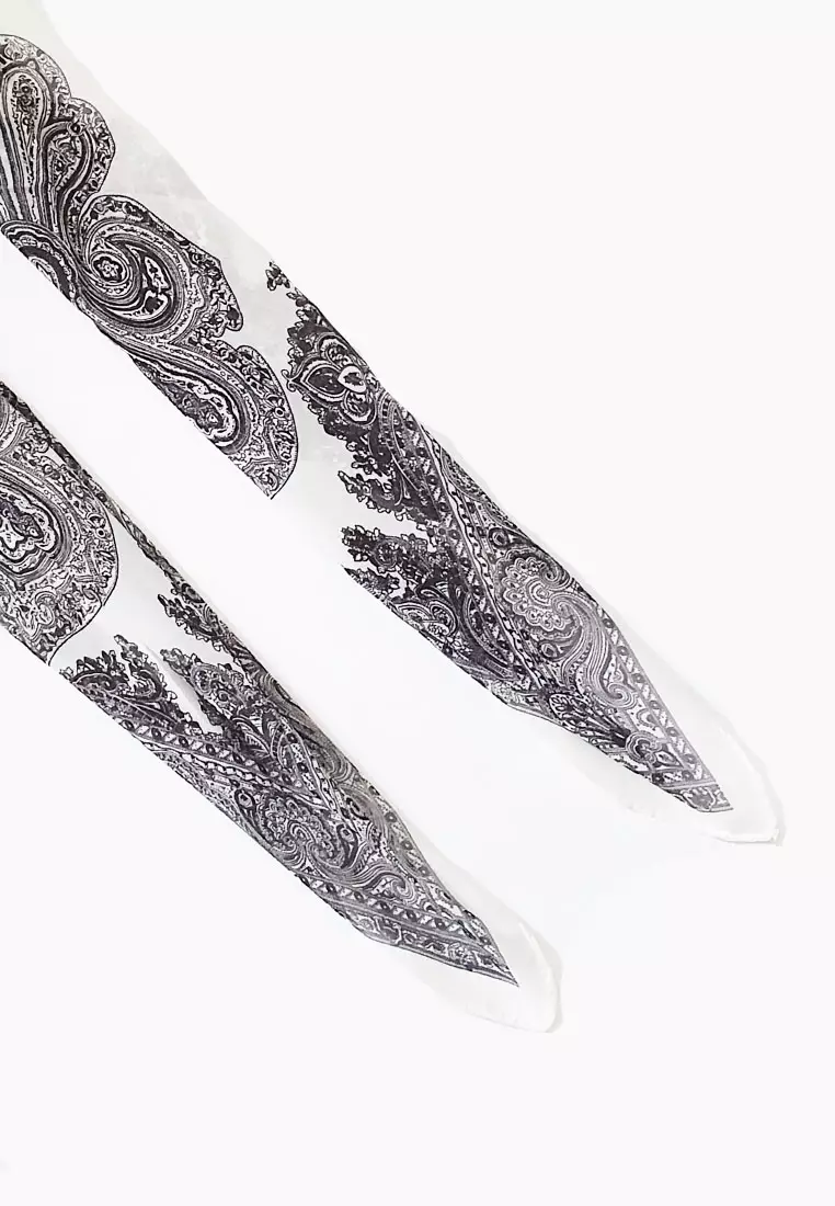 Victorian Silk-Feel Scarf Black On White