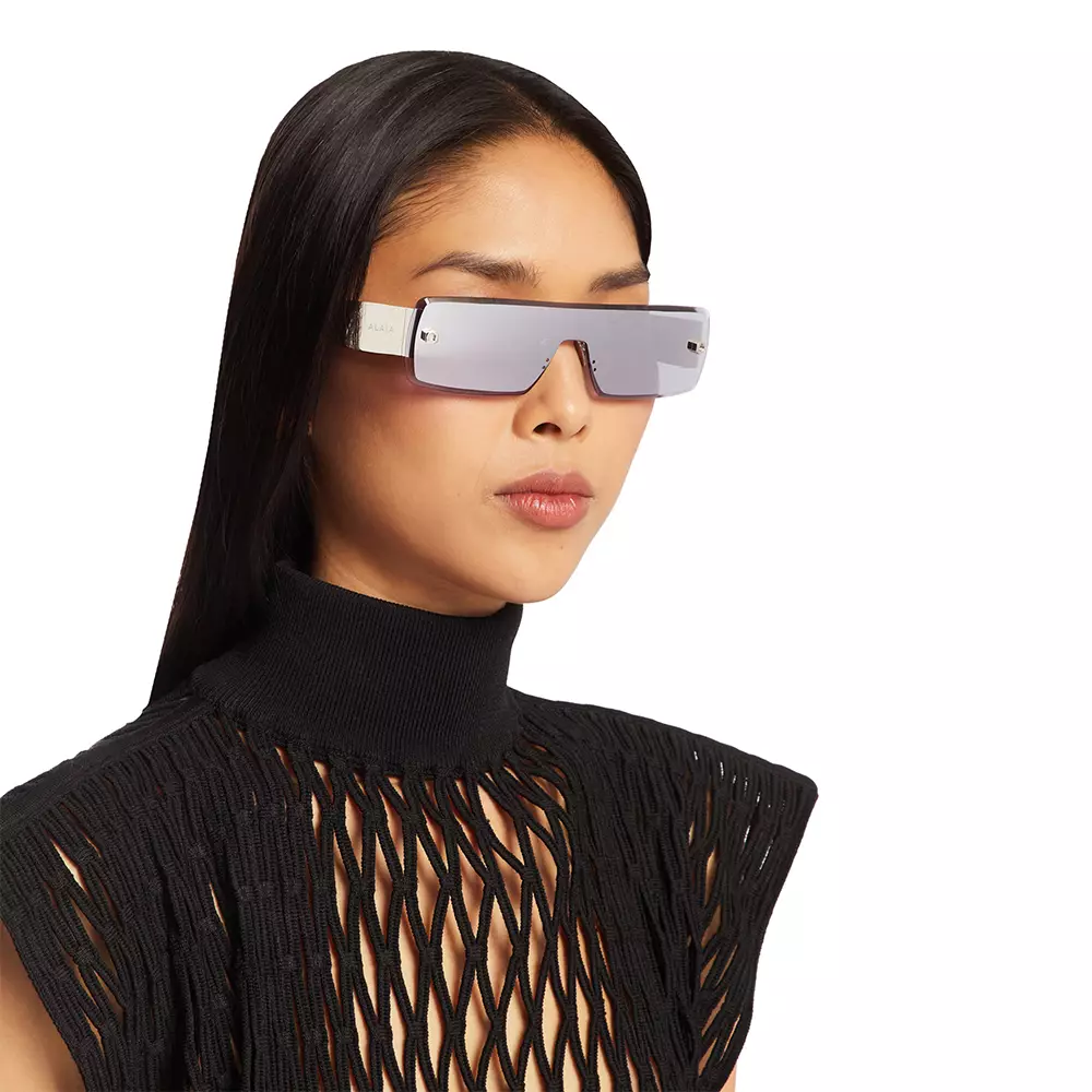 Narrow Mask Sunglasses Silver