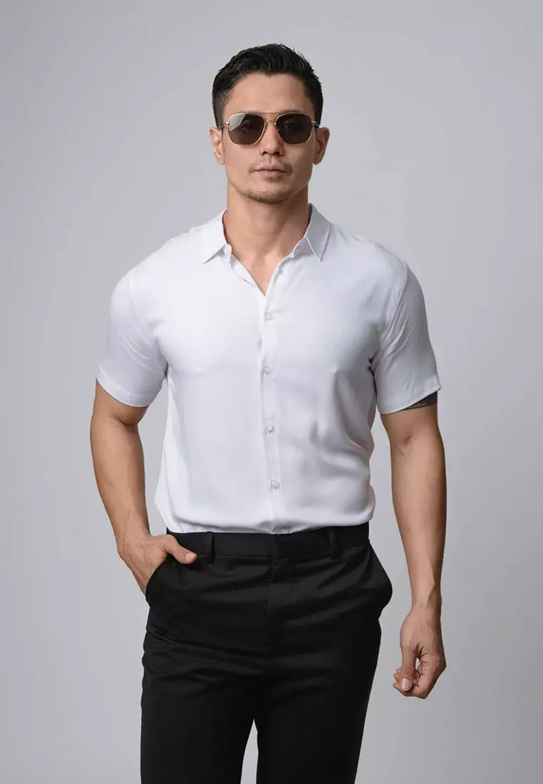 Viscose Ultra White Casual Shirt SS