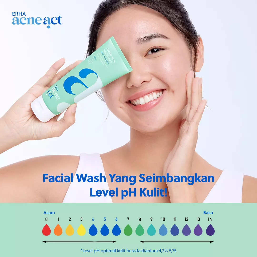 ERHA Acneact Low Ph Gentle Facial Wash 100g - Sabun Wajah Jerawat Kulit Sensitif  Ph Balance Low ph