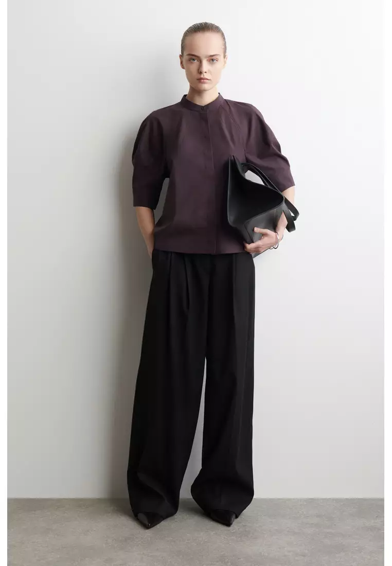 PUFF-SLEEVE COTTON BLOUSE