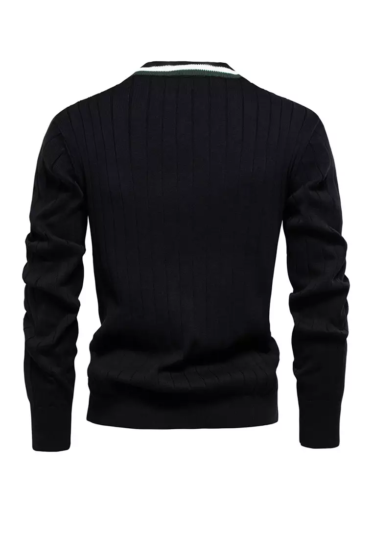 V-Neck Stripe Knitted Cardigan AX-SW199