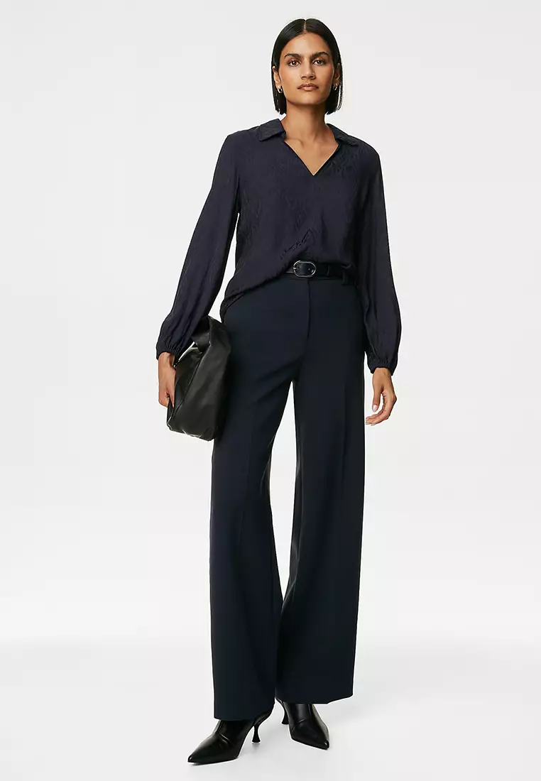 Jacquard Collared Relaxed Shirt