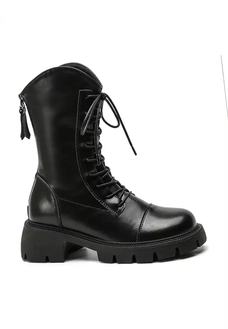 Discount on Twenty Eight Shoes  shoes - SKU: VANSA Simple Lace Up Platform Mid-Boots VSW-B686102
