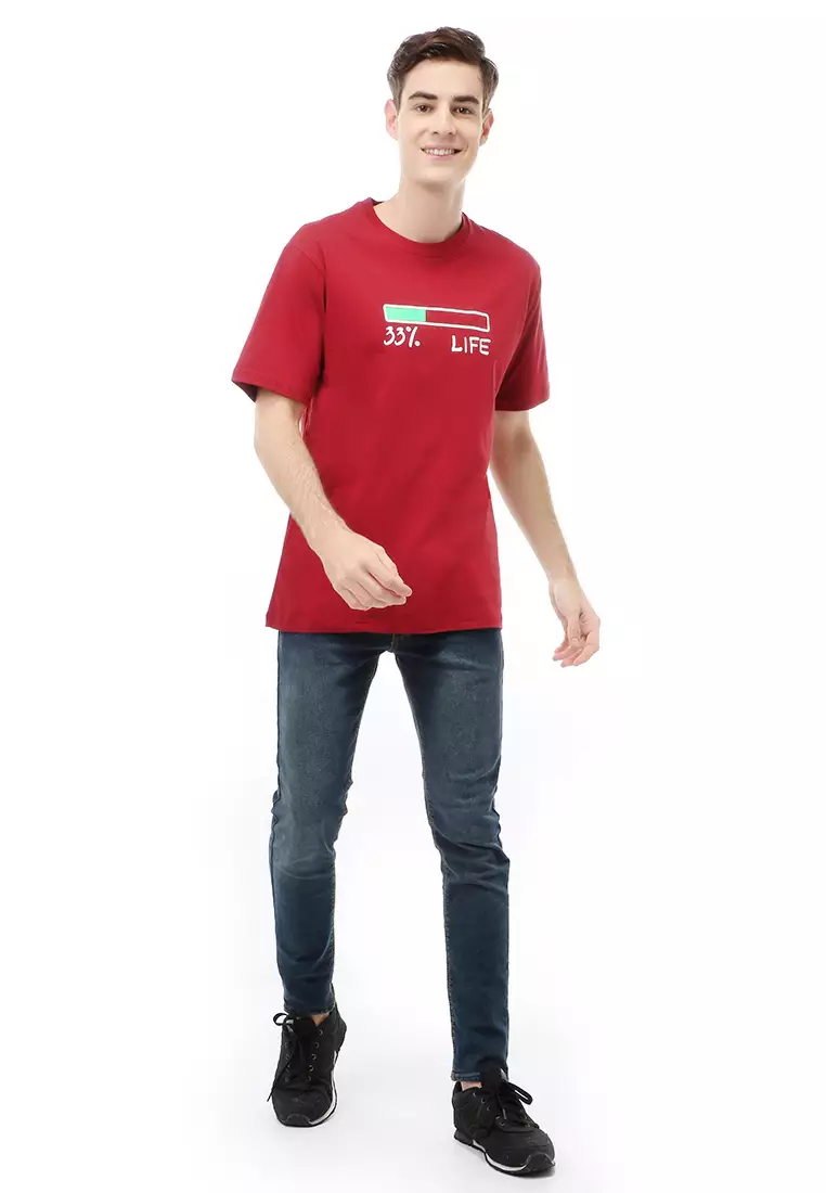 Jack T-Shirt Atasan Kasual Kaos Pria Life Lengan Pendek Material Cotton ORIGINAL - Maroon
