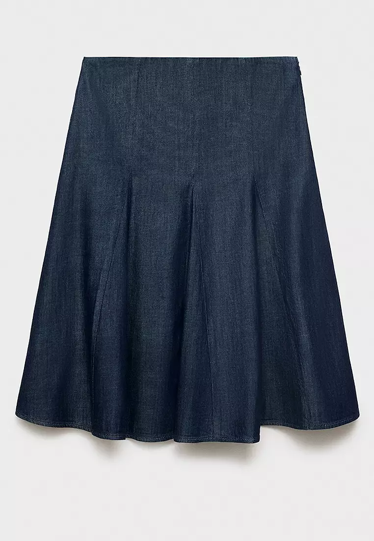 Pleated Denim Skirt