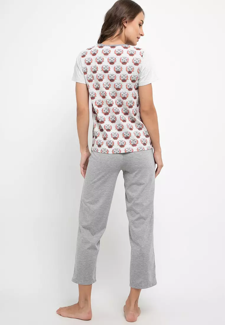 Pyjama Pijama Short Sleeve Long Pants Sleepwear