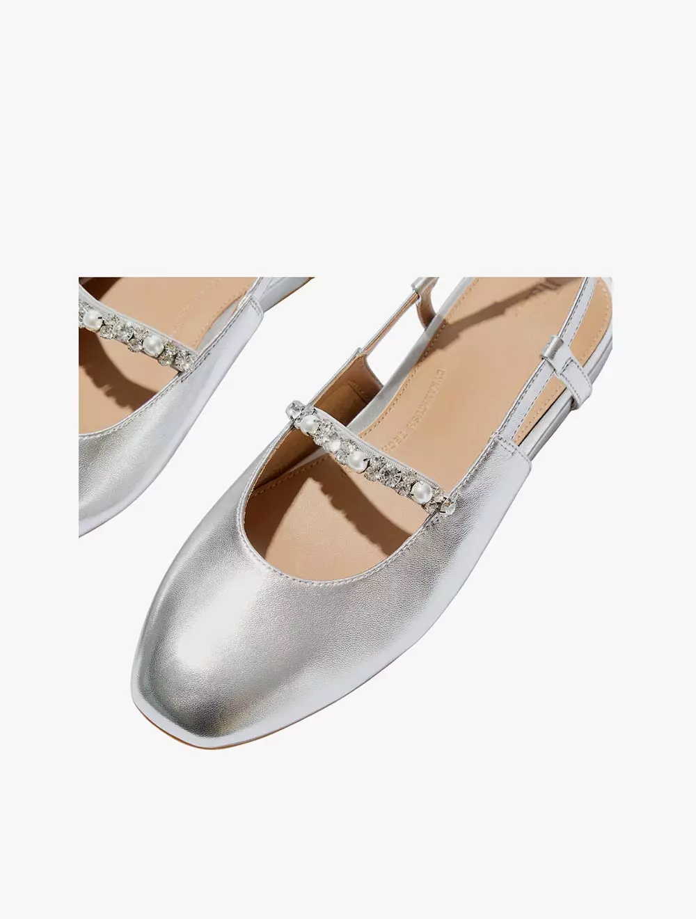 Fitflop Delicato Pearls-And-Crystal Leather Women's Slingbacks - Silver