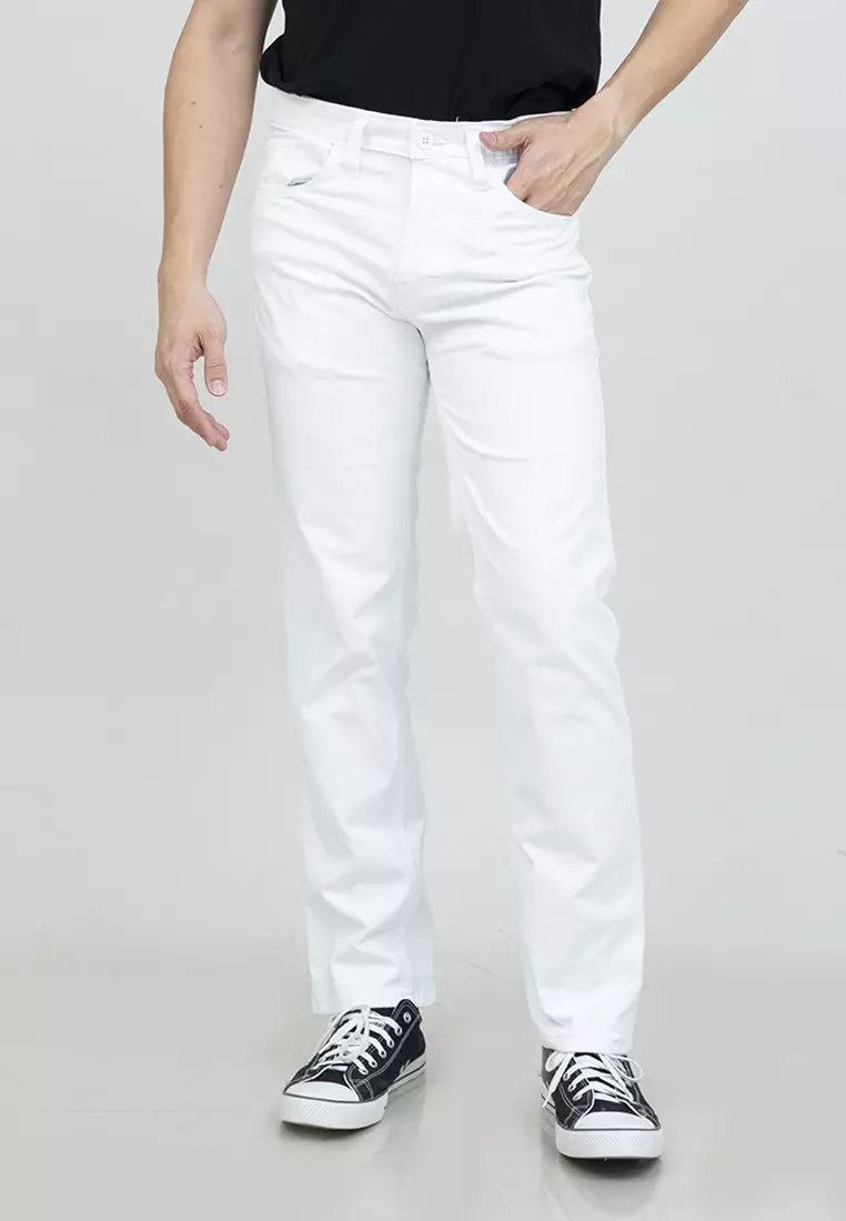 Houseofcuff Celana Chino Panjang Pria Slim fit Stretch Jeans Putih