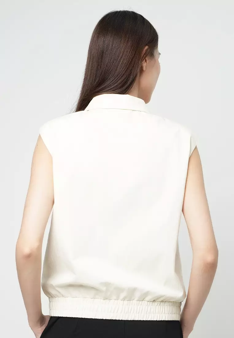 Leila Sleeveless Collared Top