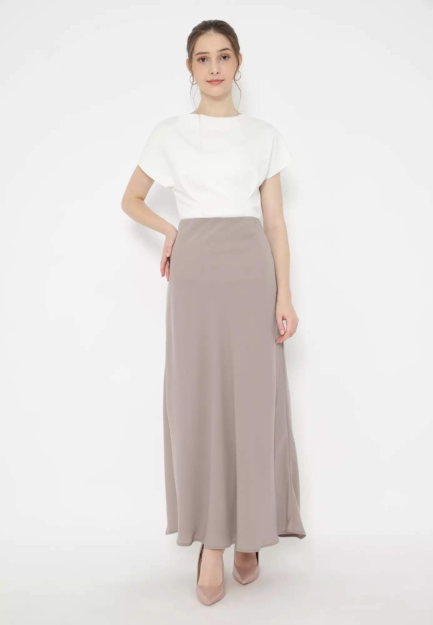Plain Long Skirt In Mocca In Brilliant Girl Warna MOCCA