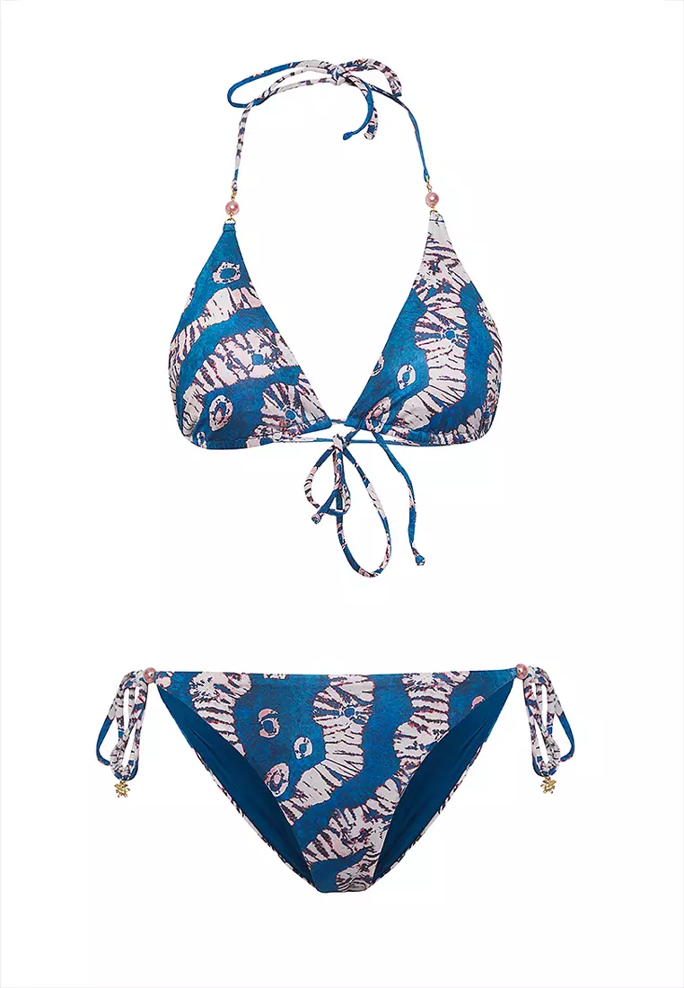 Abstract Patterned Triangle Bikini Set