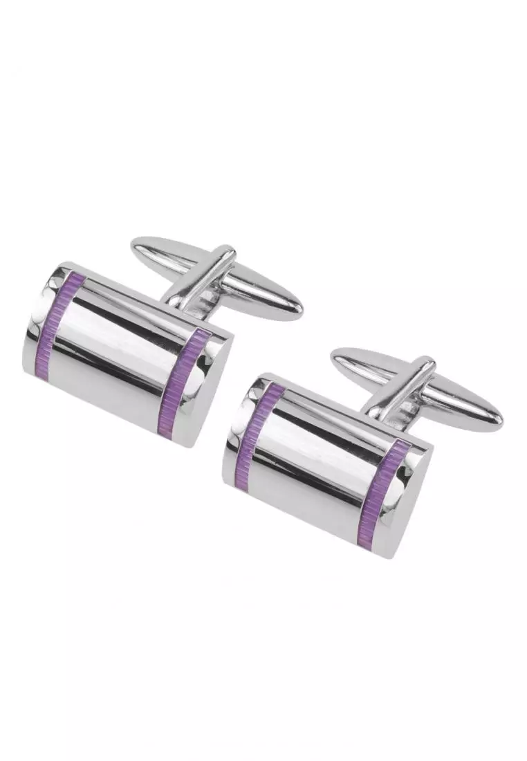 LOUIS VUITTON: silver and Purple Grid Cufflinks