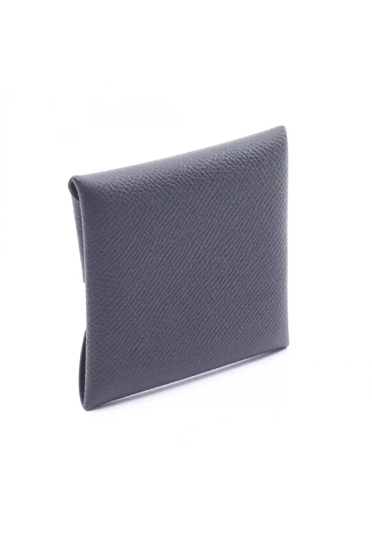 Pre-Loved Hermès Bastia coin purse Veau epsom black silver hardware B stamp