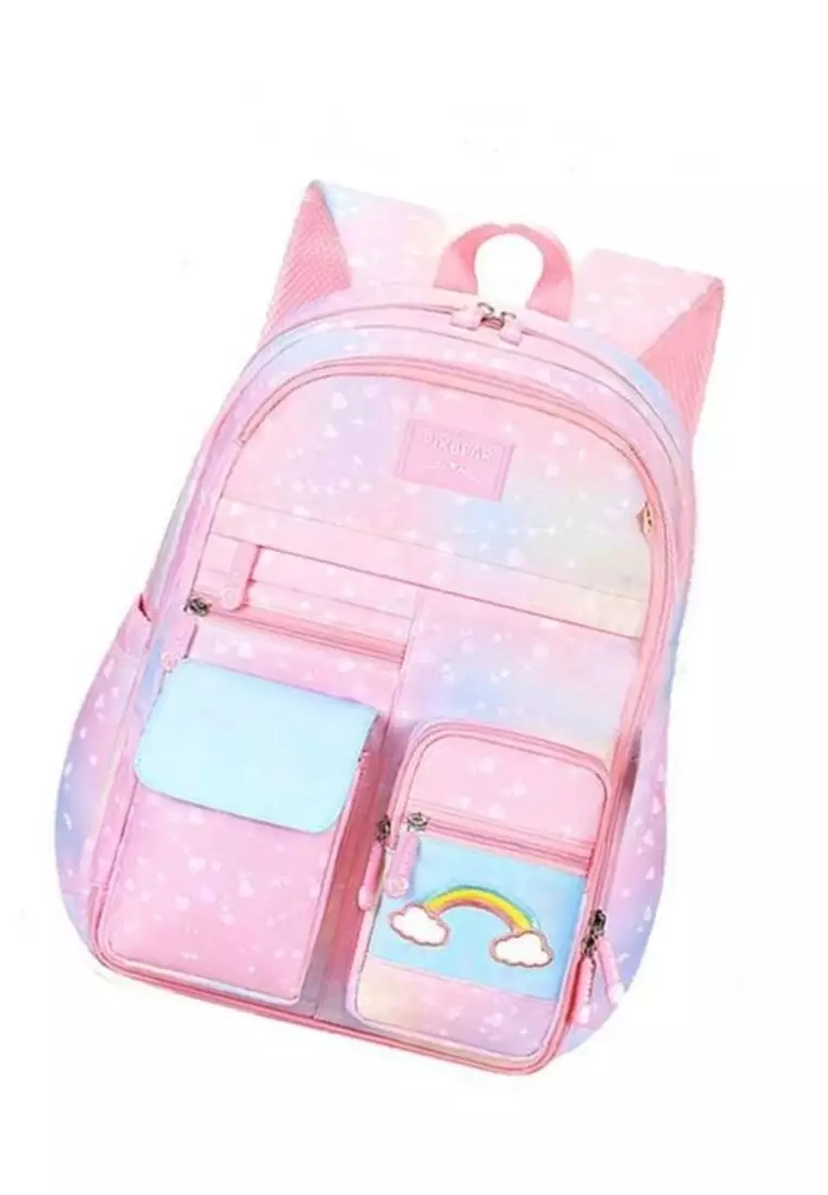 Maxime Tas Ransel Sekolah Anak Wanita Side Open Large Storage Many Slot Material Nylon ORIGINAL - Pink